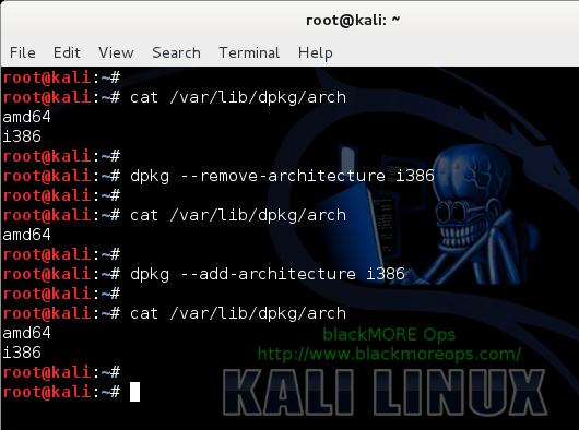2 - Install Skype in Kali Linux - cat var-lib-dpkg-arch - blackMORE Ops