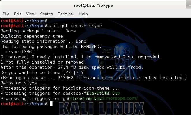 8 - Install Skype in Kali Linux - apt-get remove skype - blackMORE Ops
