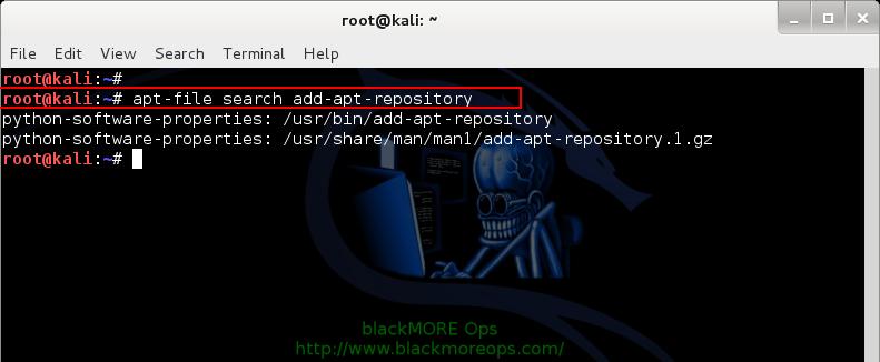 Kali Linux add PPA repository add-apt-repository - search apt-file - 4 - blackMORE Ops