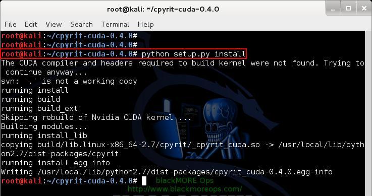 Install CPyrit-cuda - 7 - Install NVIDIA driver kernel Module CUDA and Pyrit on Kali Linux - blacKMORE Ops