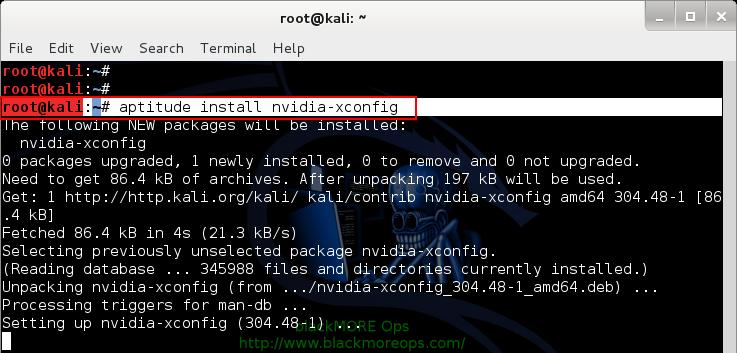 Install nvidia-xconfig - 5 - Install proprietary NVIDIA driver on Kali Linux - blackMORE Ops