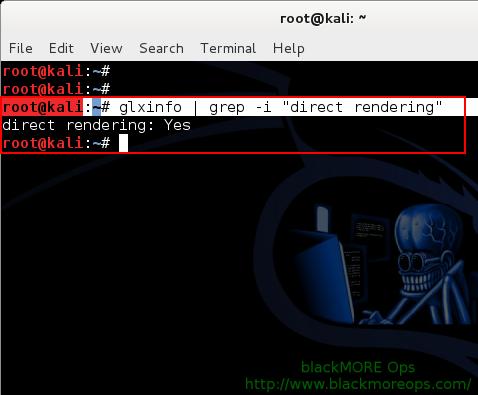 Run glxinfo- 7 - Install proprietary NVIDIA driver on Kali Linux - blackMORE Ops