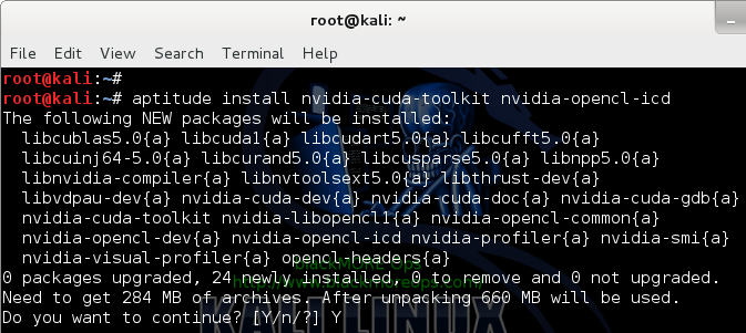 1 - Kali Linux 1.0.7 kernel 3.14 install NVIDIA driver kernel Module CUDA and Pyrit – CUDA, Pyrit and Cpyrit-cuda - install dependencies