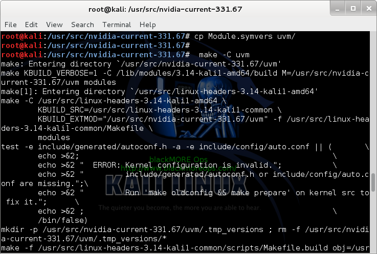 11 - Kali Linux 1.0.7 kernel 3.14 install NVIDIA driver kernel Module CUDA and Pyrit – CUDA, Pyrit and Cpyrit-cuda - recompile uvm