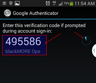 12 - Verification Key on SMARTPhone to use Google Authenticator - blackMORE Ops