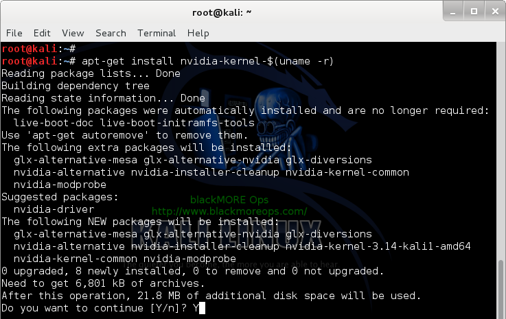 2 - Kali Linux 1.0.7 kernel 3.14 - Install proprietary NVIDIA driver - NVIDIA Accelerated Linux Graphics Driver - Install NVIDIA Kernel