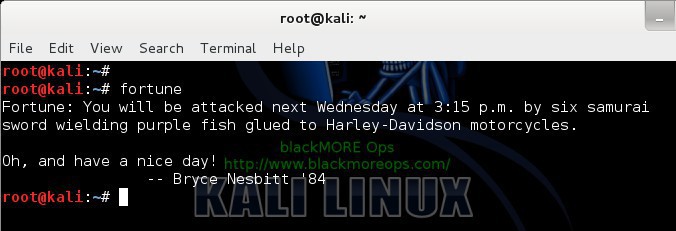 Random quotes and creatures using Fortune and Cowsay in Linux terminal - blackMORE Ops -1