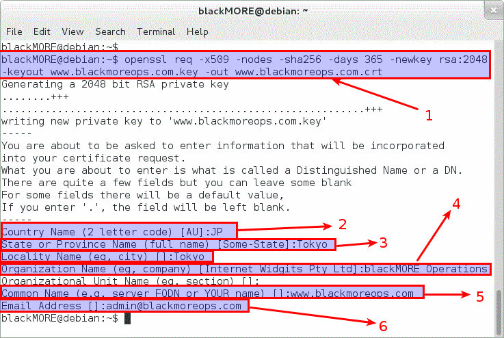 Generating self-signed x509 certificate with 2048-bit key and sha256 hash using OpenSSL - blackMORE Ops - 1