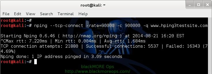 Denial-of-service Attack – DoS using hping3 with spoofed IP in Kali Linux - blackMORE Ops - 3