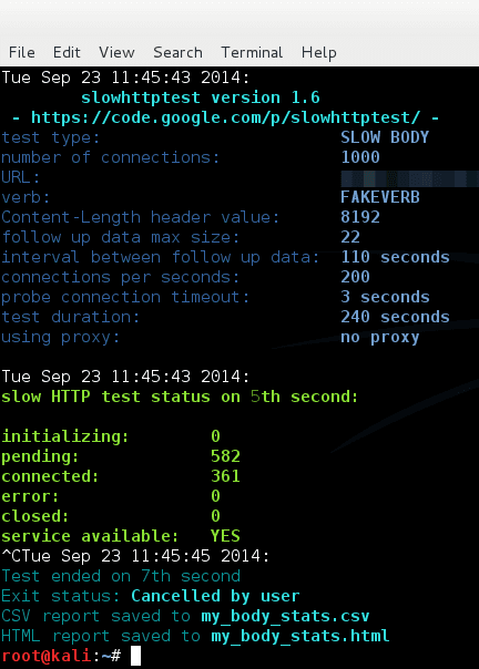 Attack website using slowhttptest - slowloris, slow HTTP POST and slow Read attack in one tool - blackMORE Ops - 3