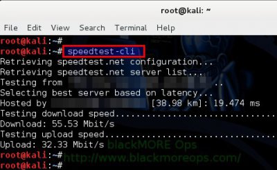 Check internet speed from terminal in Linux - blackMORE Ops -2