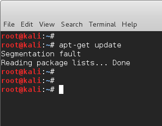 Segmentation fault when updating Kali Linux 2.0 Sana - blackMORE Ops -1