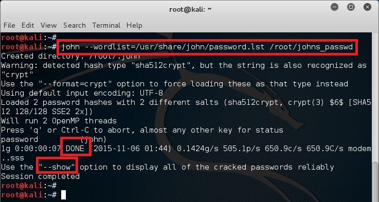Cracking password using John the Ripper in Kali Linux - blackMORE Ops 3