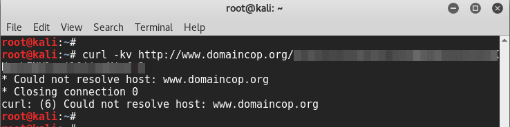 Shortest spam run ever - domaincop.org Domain Abuse Notice Spam - curl URL - blackMORE Ops - 2