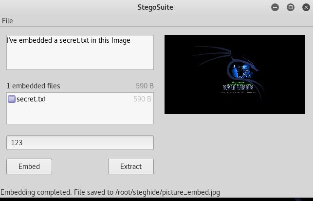 Hide Embed text file in Picture using Stegosuite in Kali Linux - Embed File - blackMORE Ops - 2