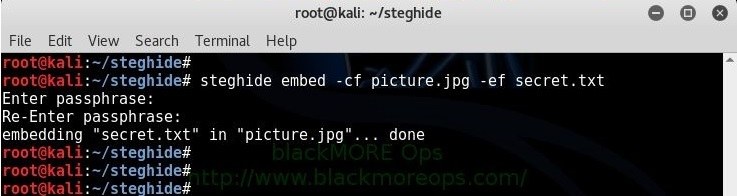 Hide Embed text file in Picture using steghide in Kali Linux - blackMORE Ops - 2
