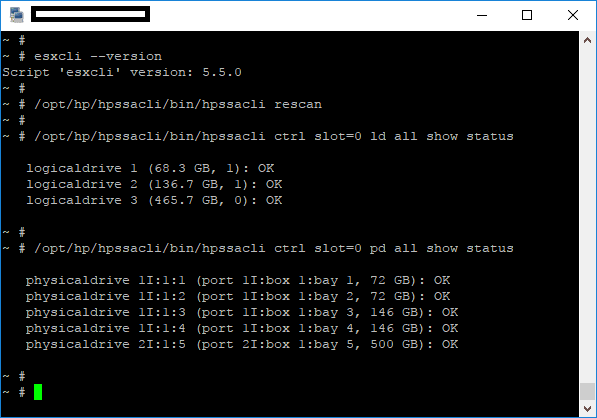 hpssacli command on ESXi and adding new Disk to ESXi host