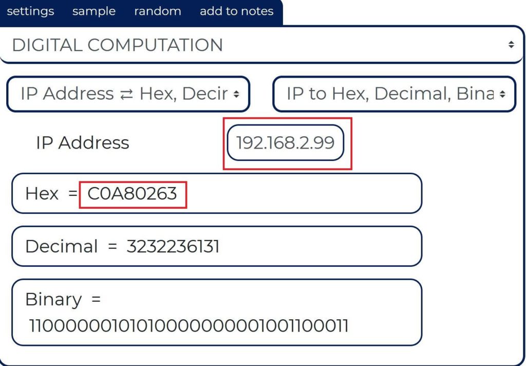 IP address to Hex Value