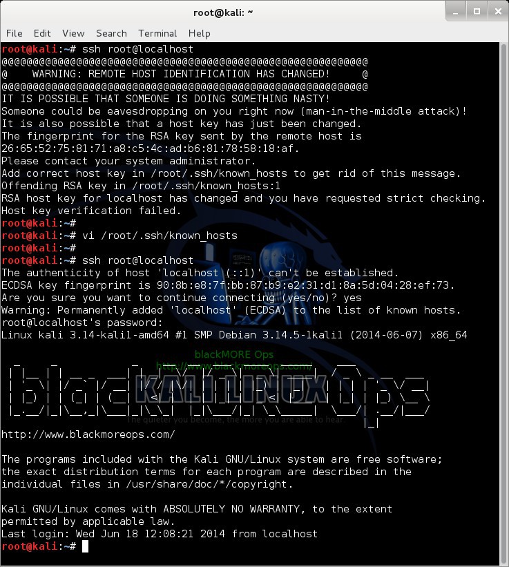 Kali Linux remote SSH - How to configure openSSH server - blackMORE Ops -133