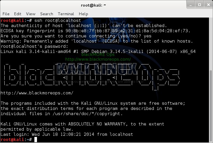 Kali Linux remote SSH - How to configure openSSH server - blackMORE Ops -7