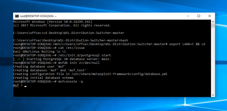 Kali on the Windows Subsystem for Linux - blackMORE Ops -1