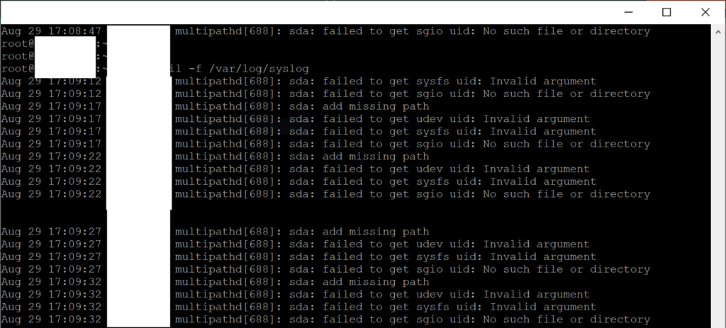 Fix multipathd[688] add missing path error on Linux - Syslog error