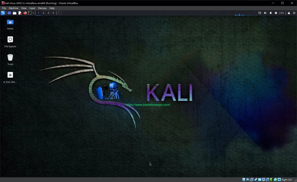 Kali Linux Virtualbox - vBox Image with Custom blackMOREOps Background