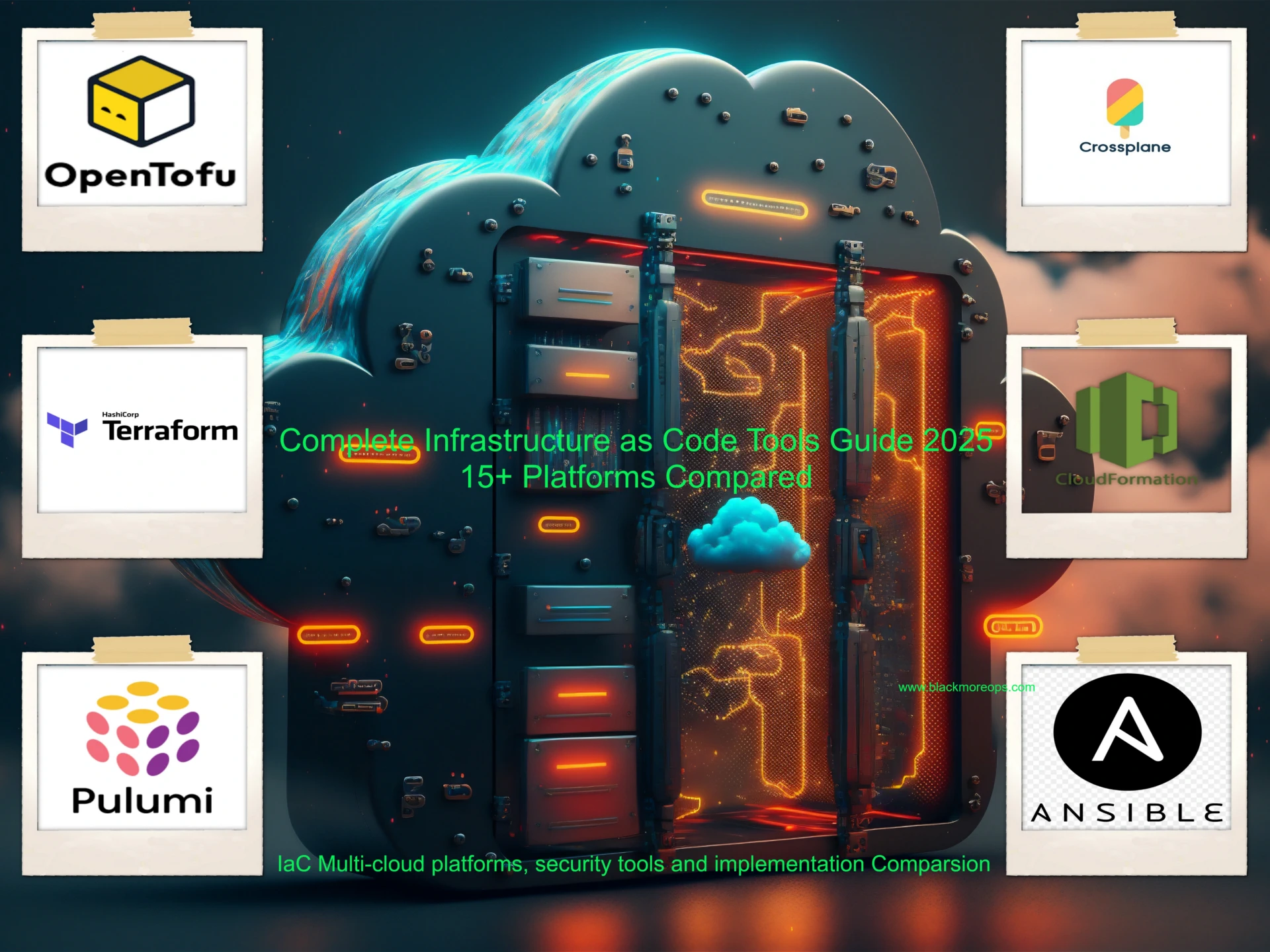 Infrastructure as Code tools comparison showing multiple platforms including Terraform, OpenTofu, Pulumi, Ansible, and AWS CloudFormation