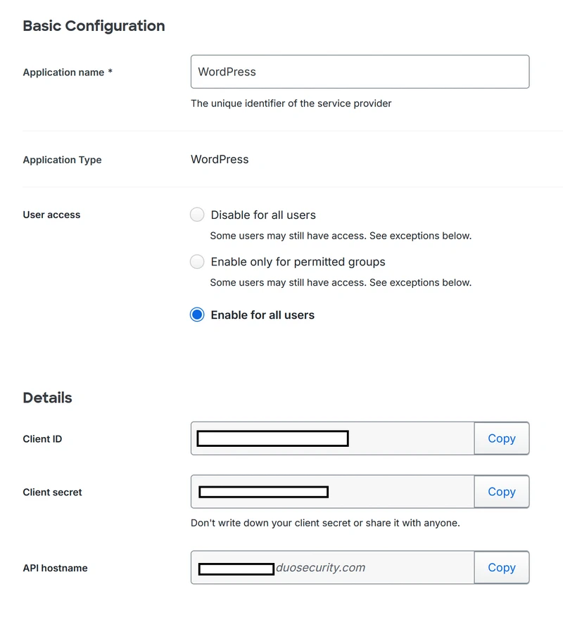 How to Add Two-Factor Authentication in WordPress for Free 431 DUO Admin Panel showing WordPress 2-step verification configuration
